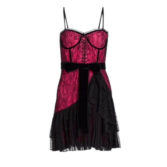 Alice + Olivia Black by stacey bendet Chantil Lace Corset Mini Dress - Sz 2 - Picture 3 of 11